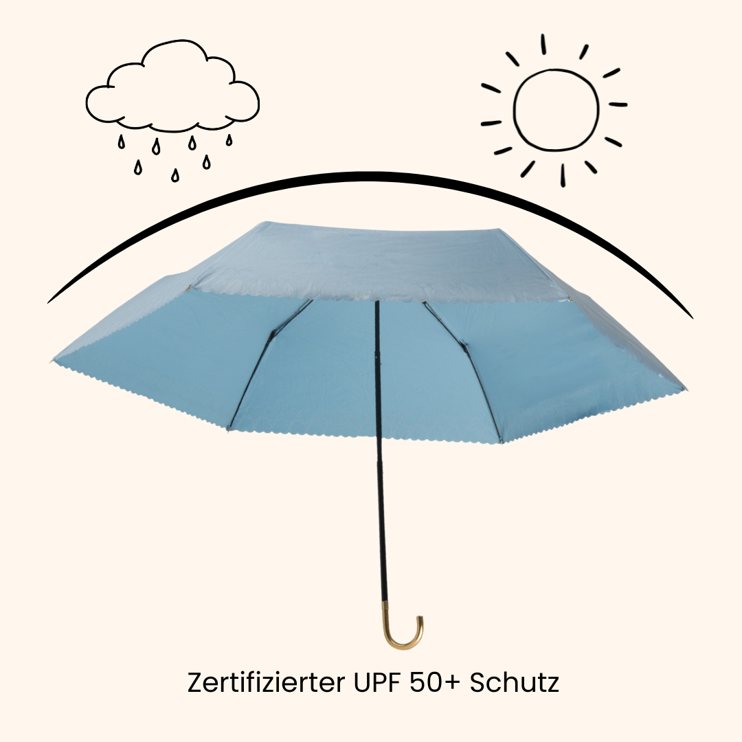 Sunbarry Romantic Breezer in Sky Blue – certified UPF 50+ protection, rain-ready, with heart trim#Color_Sky Blue